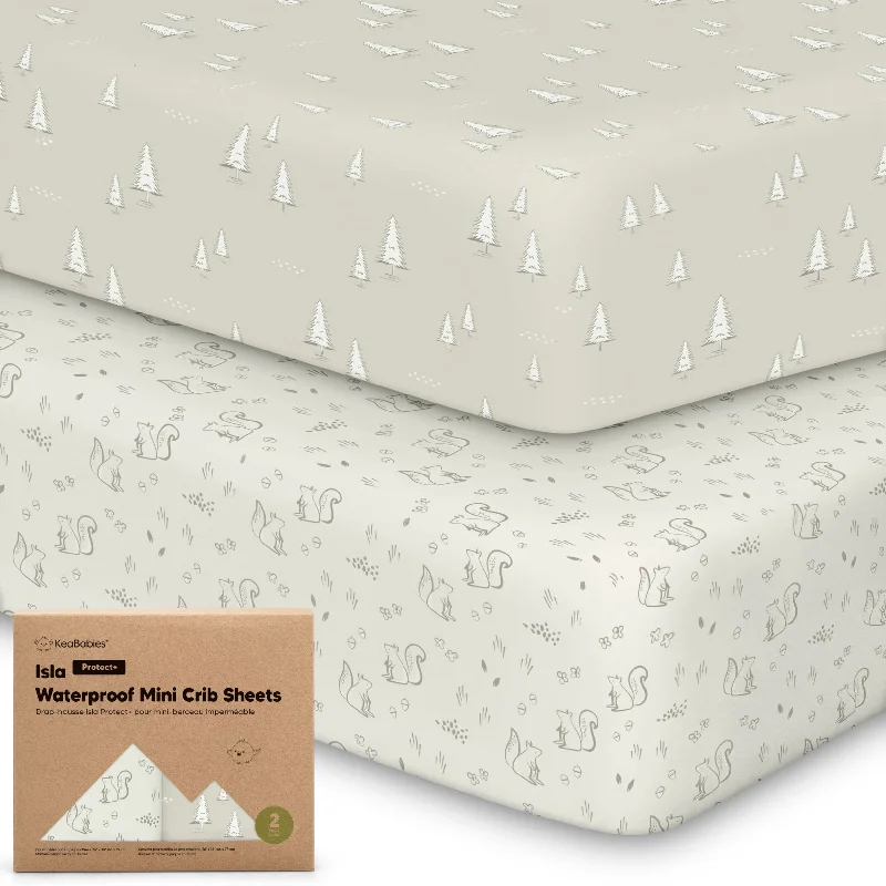 2-Pack Isla [Protect+] Waterproof Mini Crib Sheets (Pine Grove)