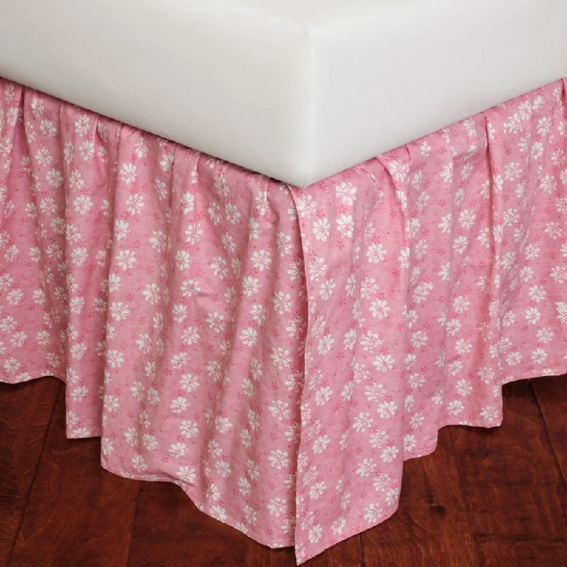 Angelee Pink Cotton Floral Bed Skirt