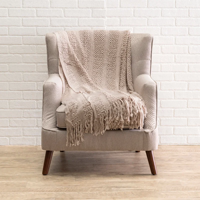 Atlas Beige Knit Blanket