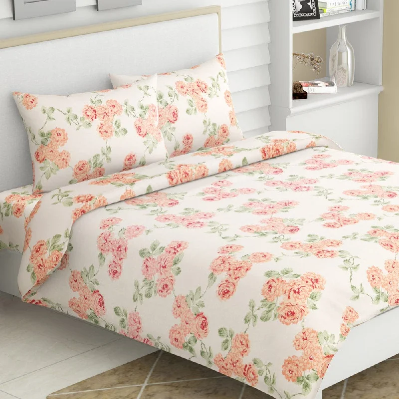 Blushing Blossom, 100% Cotton Single Bedsheet, 120 TC