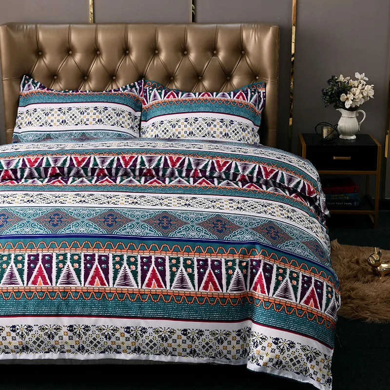 Bohemian Duvet Cover Set Boho Bedding, Hippie Dorm Bedding with Pillowcase