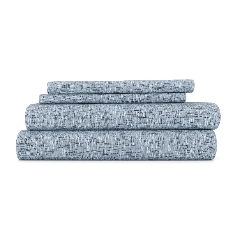 Chambray Style Pattern 4-Piece Sheet Set