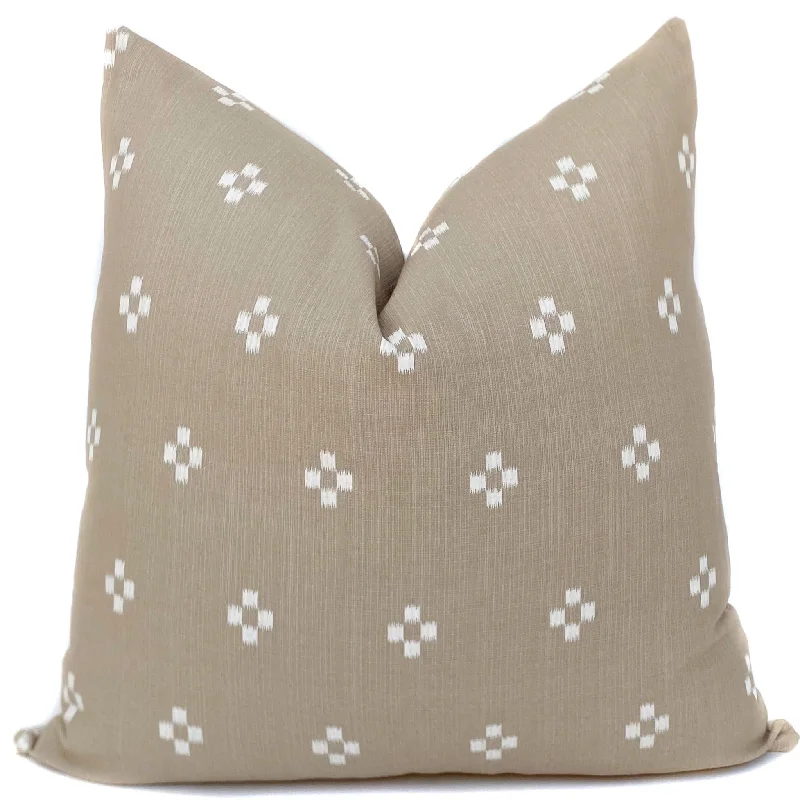 Chiang Mai Block Print Pillow Cover | Beige + White