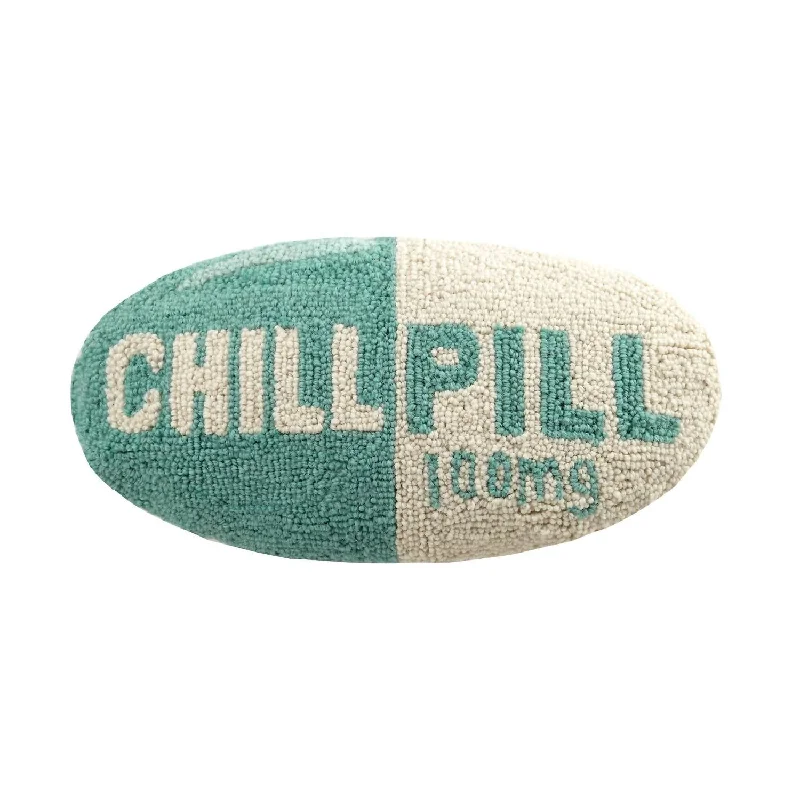 Chill Pill Hook Pillow In Green And White