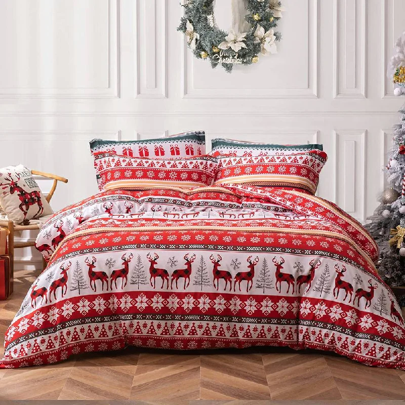 Christmas Bedding Set 3 PCS - Snowflake Reindeer