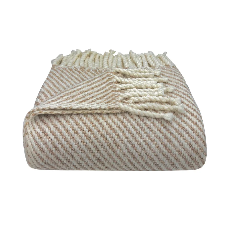 Low Cost Chunky Camel Stripe Alpaca Throw by SLATE + SALT