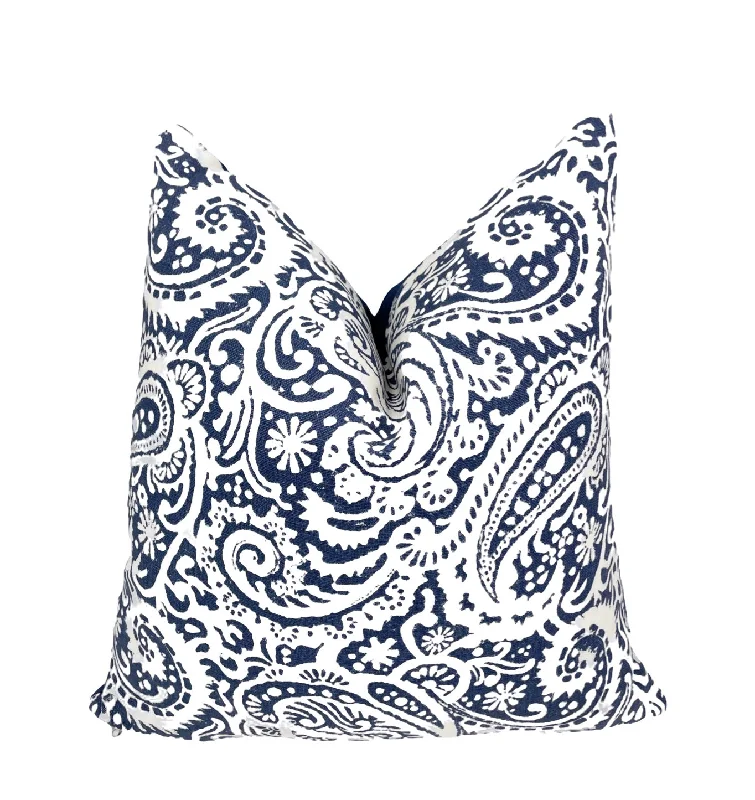 Kravet Arta Navy Paisley Pillow Cover