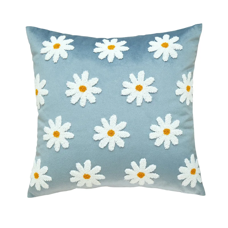 Daisies Blue Pillow