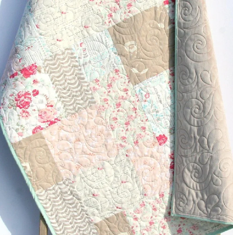 Crazy Deals Farmhouse Baby Quilt, Floral Minky Blanket, Flower Crib Bedding, Vintage Chic Roses Crazy Deals Farmhouse Baby Quilt, Floral Minky Blanket, Flower Crib Bedding, Vintage Chic Roses