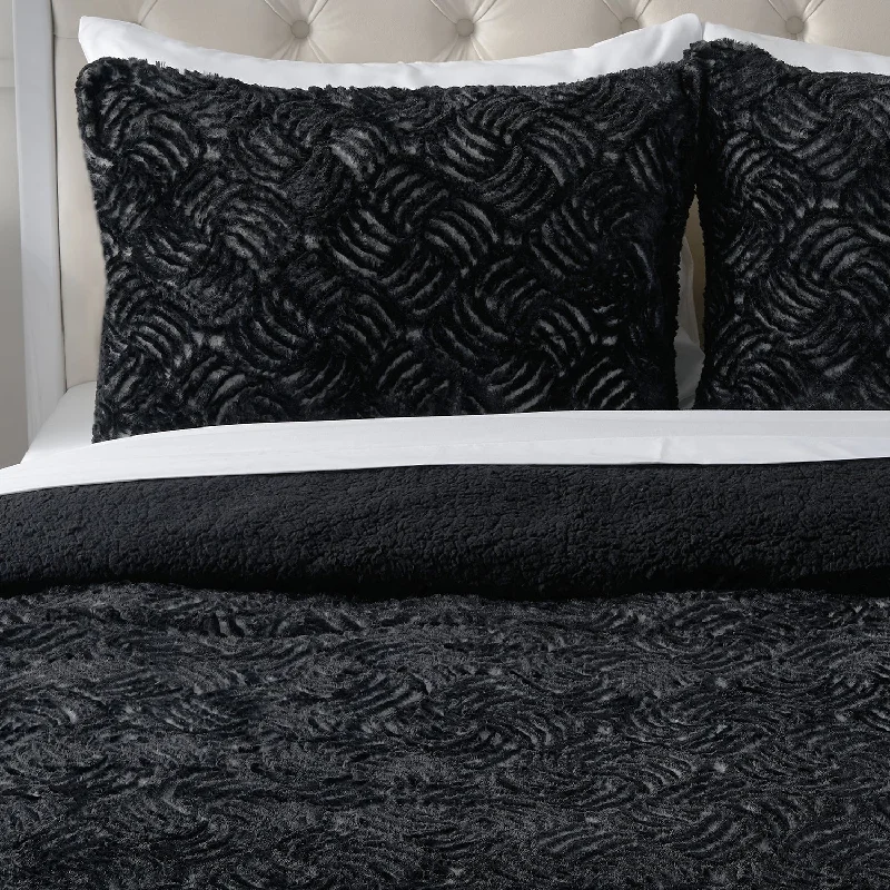 3-Piece Faux Fur Duvet Cover Set