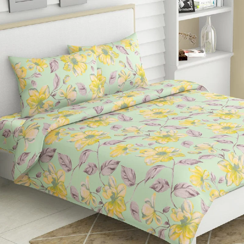 Golden Petal, 100% Cotton Single Bedsheet, 120 TC