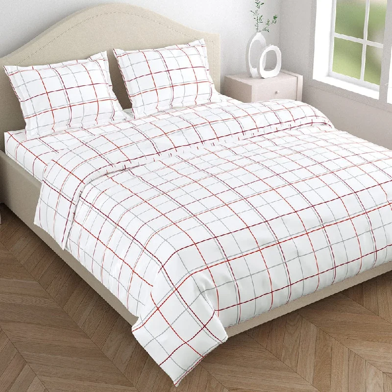 Grid Overlay 100% Cotton Single Bedsheet, 186 TC