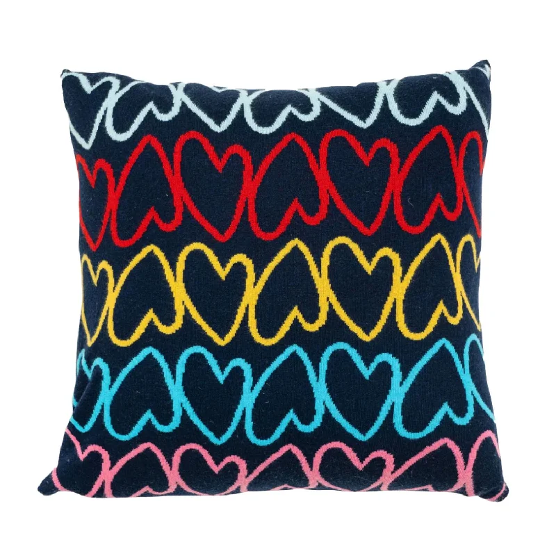 Imperfect Heart Stripe Knit Cashmere Pillow In Multi