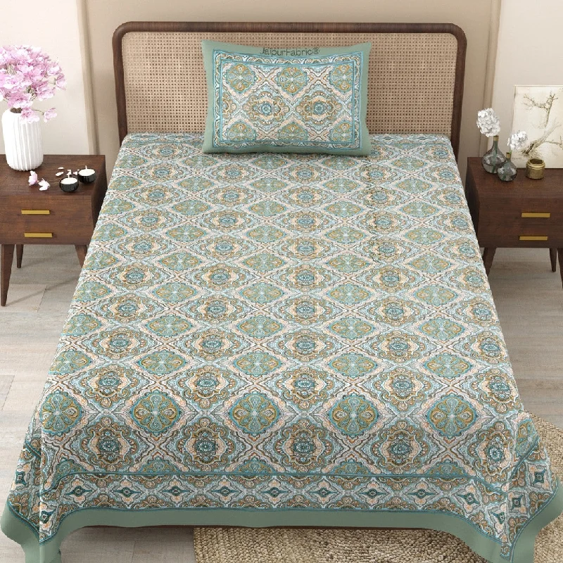 Jade Harmony Sage Green Pure Cotton Single Bedsheet