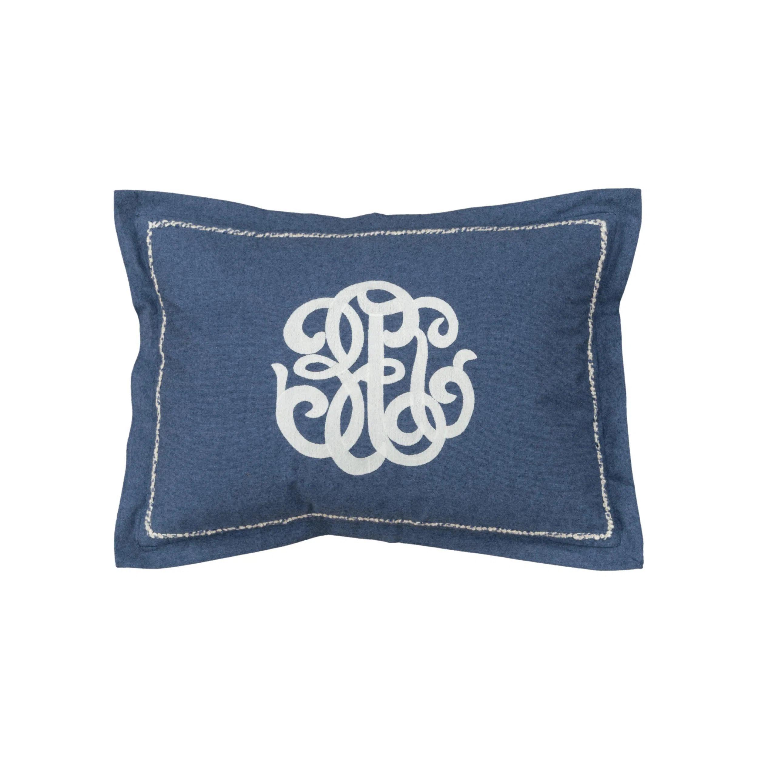 Monogram Blue Lumbar Pillow Covers With Insert June