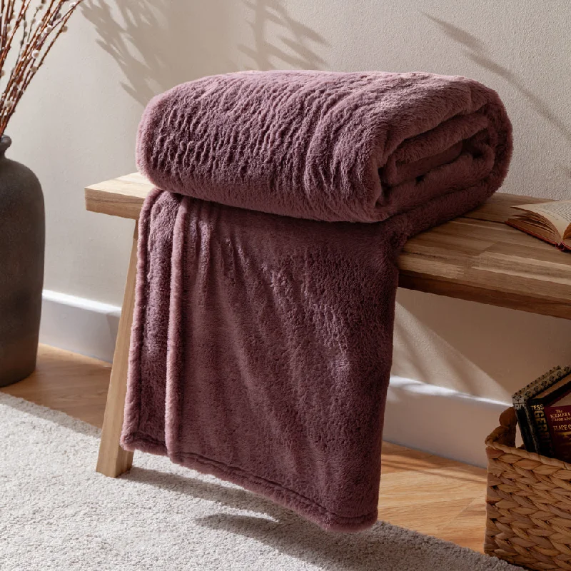 Kallu Double-Sided Faux-Fur Throw Mulberry