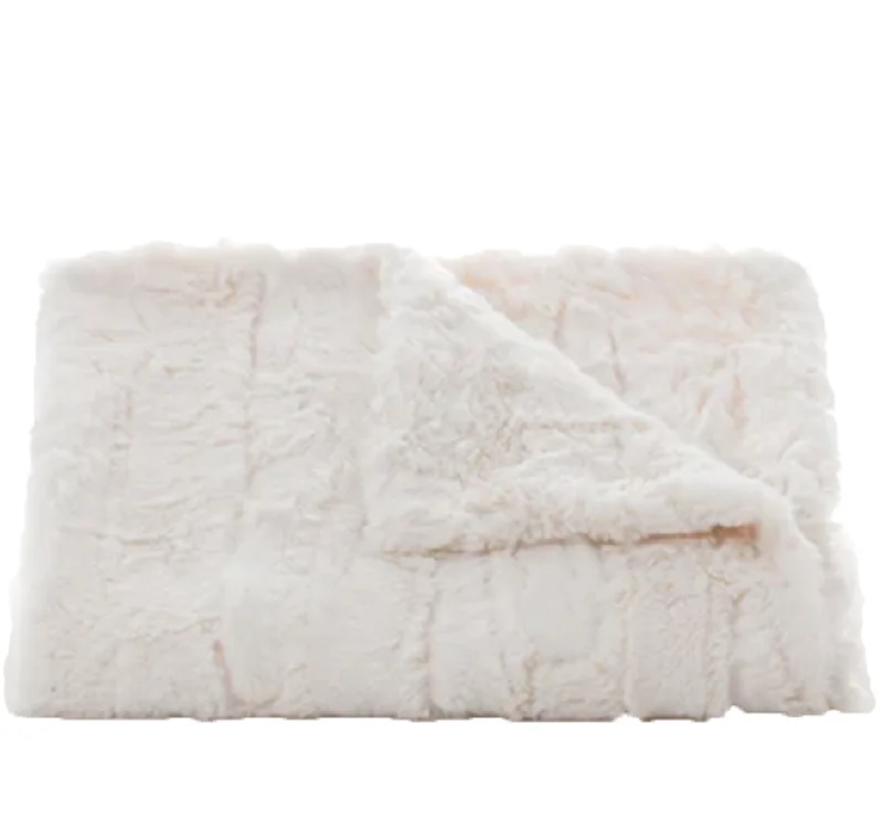 Steals and Deals Lux Faux Rabbit Throw Ivory