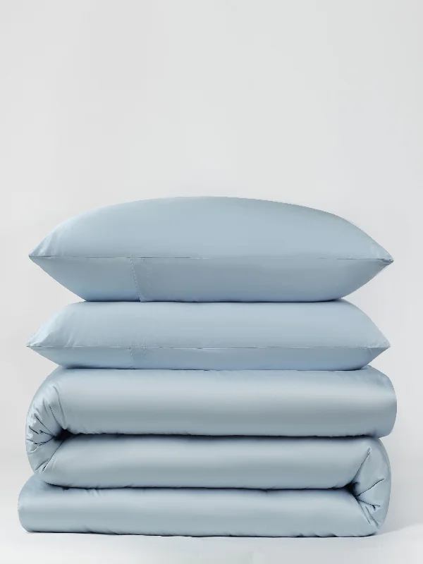 Luxe Tencel-Cotton Duvet Cover Set - Serene Blue