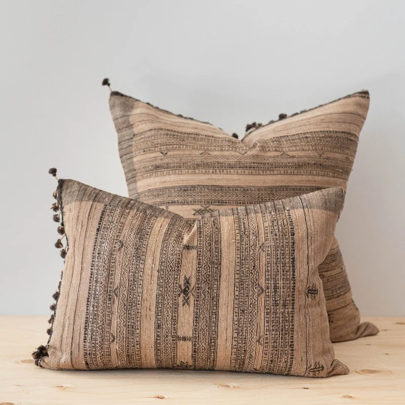 Mocha Tussar Fringe Pillow Cover