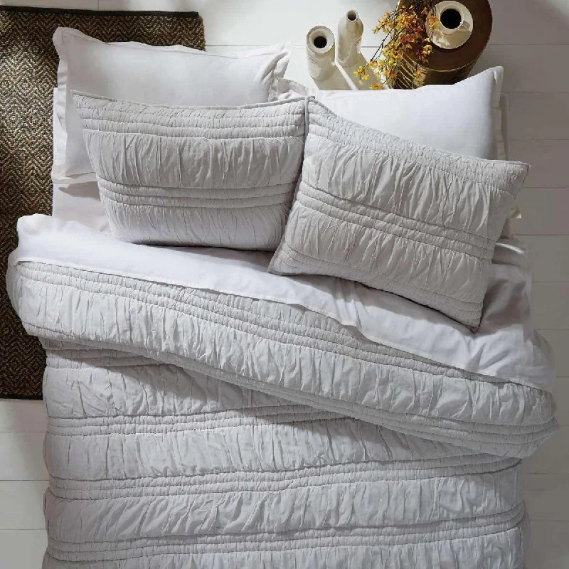 Deep Discounts Natasha Silver Cloud Queen Set; Quilt 90Wx90L-2 Shams 21x27 VHC Brands Deep Discounts Natasha Silver Cloud Queen Set; Quilt 90Wx90L-2 Shams 21x27 VHC Brands