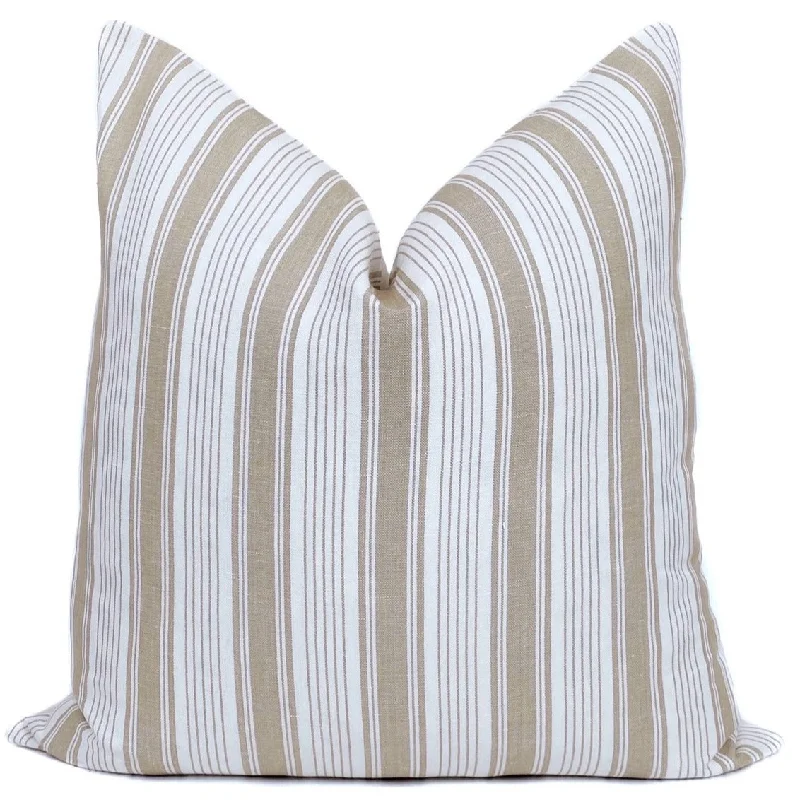 Ojai Stripe Designer Pillow Cover | Neutral + White