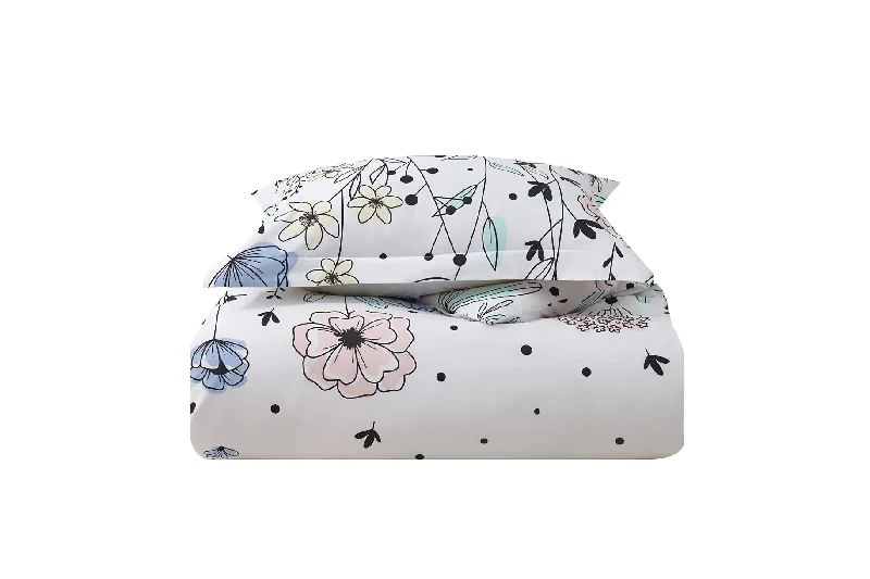 Organic Cotton Printed Doodle Garden Duvet Cover Set