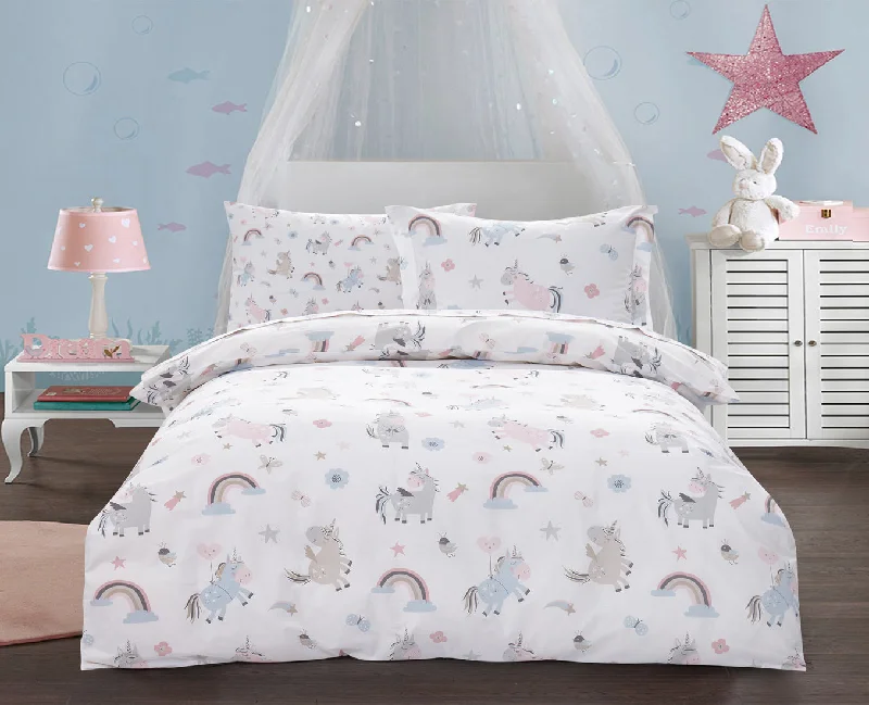 Organic Cotton Printed Unicorn Duvet Cover Set