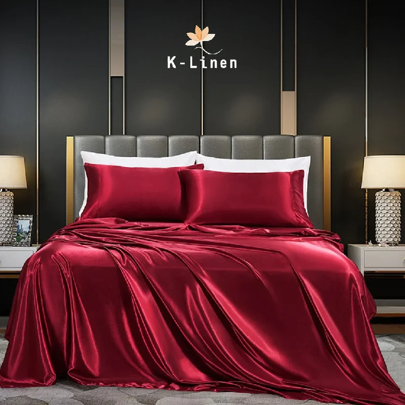 Premium Satin Silk Sheet - Crimson Maroon