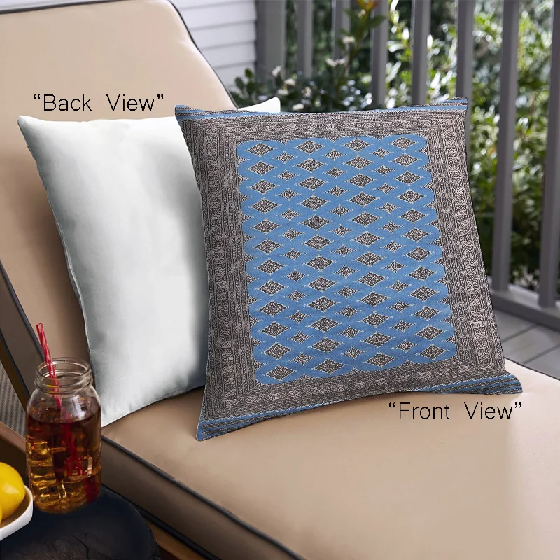 Mid-Century Modern Urban Indoor Outdoor Square Blue Throw Pillow, 18 inch by 18 inch, pwurb1993