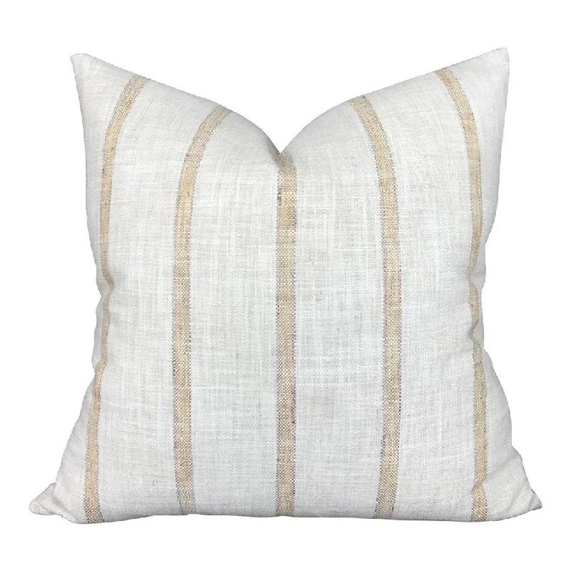 READY TO SHIP Designer Caleb Yellow Stripe Linen Pillow Cover