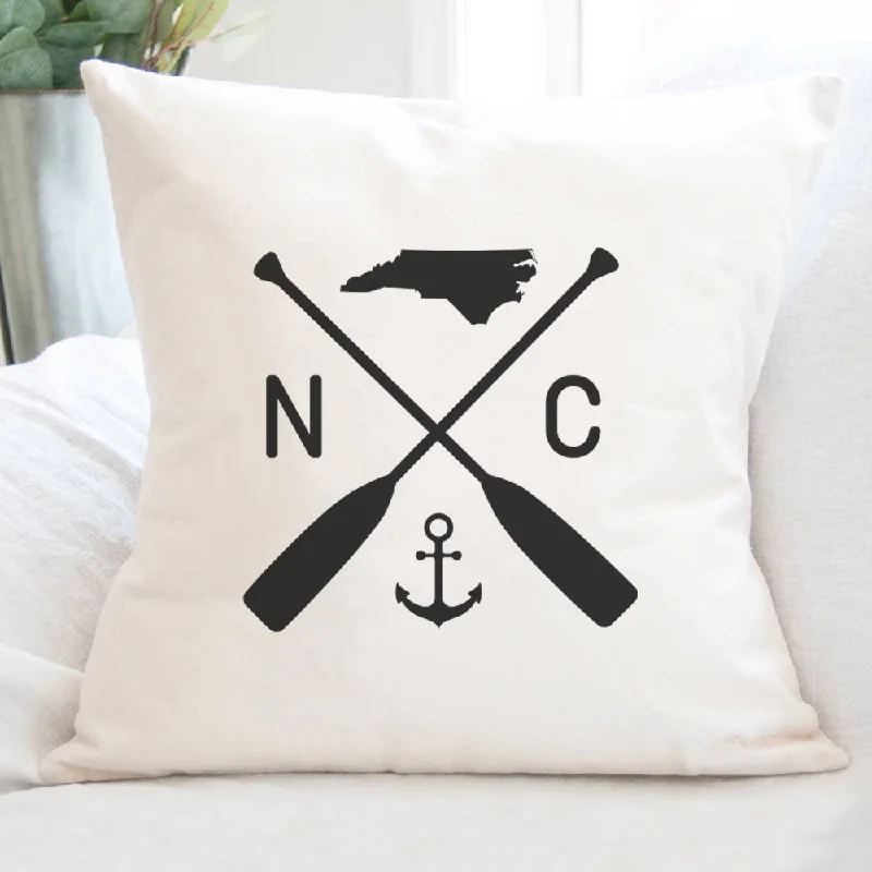 State Abbreviation (Oars and Anchor) - Square Canvas Pillow