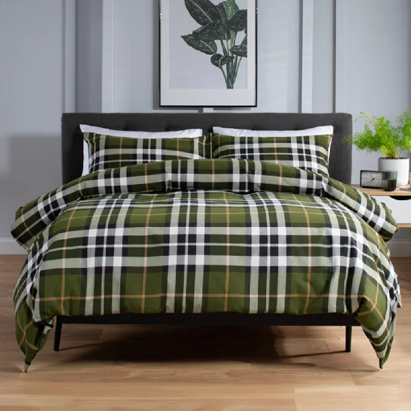 The Lyndon Company Fergus Check Printed Brushed 100% Cotton Bedlinen Duvet Set