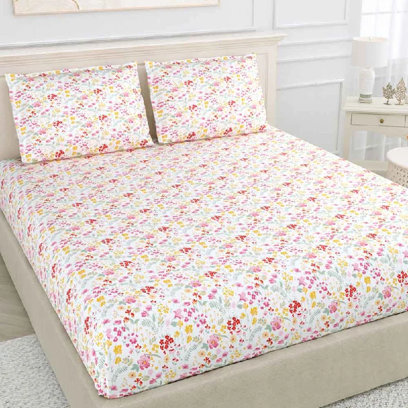 Utopia 100% Cotton King Size Bedsheet, 186 TC, Multi