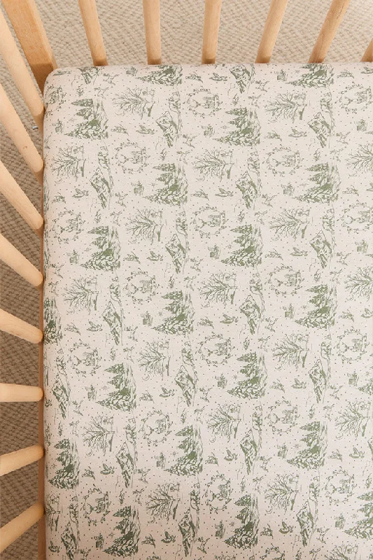 Winter Toile Crib Sheet